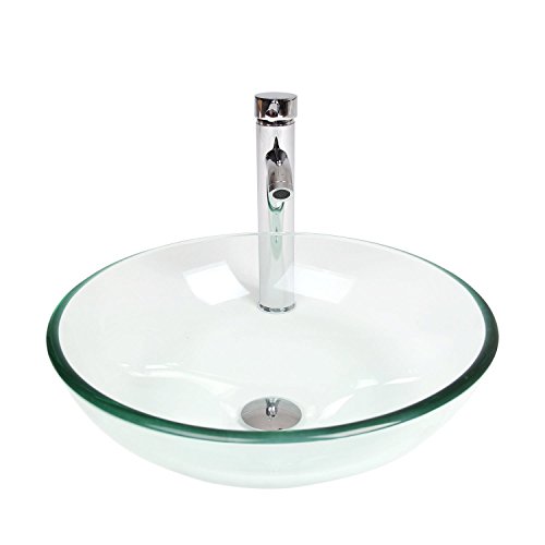 Super Cheap 🛒 Glass Vessel Sink with Faucet Set,Bathroom Vanity Round Bowl(Crystal) Flash Deals - 80% OFF Glass Vessel Sink with Faucet Set,Bathroom Vanity Round Bowl(Crystal)