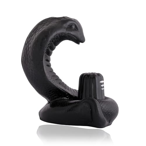 Image of Craftam Polyresin Naag with Shivling Smoke Backflow Cone Incense Holder Decorative Showpiece with 30 Free Smoke Backflow Scented Cone Incenses (Black)