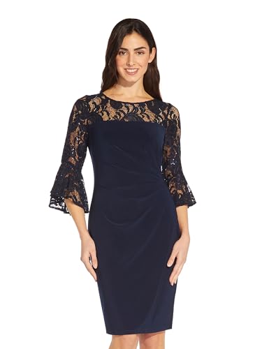 Adrianna Papell Women's Bell Sleeve Jersey Drape Dress