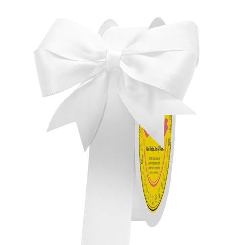 Image of White Double Face Satin Ribbon 1 inch X 50 Yards Spool Bright Colors Very Suitable for Weddings Gift Package Wrapping Dancer Wand Sewing Party Hair Bow Invitation Decorations and More