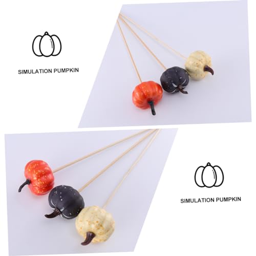 DIYEAH 2sets Simulation Small Pumpkin Plug Decals Autumn Decoration Pumpkin Sticks Decor Pumpkins Halloween Cookie Cutters Plants with Pumpkin on Them Pumpkin Ornaments Adornment 6pcs*2 - Image 4