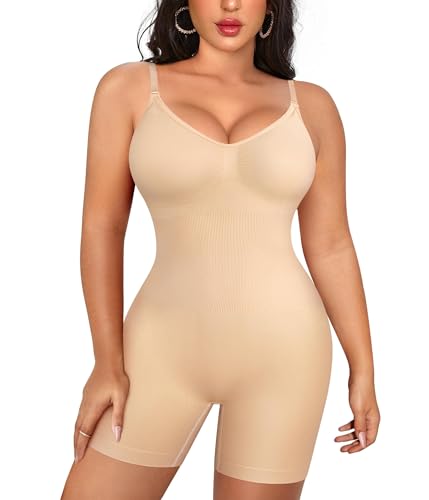 La mejor comparación de Bodies para Mujer - los más vendidos. 49 SUNACGO Body Faja Moldeadora para Mujer con Control de Abdomen Moldeadora de Cintura Curvy Faja Bodies Mujer Body con Pantalones Cortos Beige