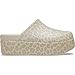 Crocs, Womens, Dylan Platform Clog, Mule Platform Shoes, Almond Tint/Leopard, 4, M