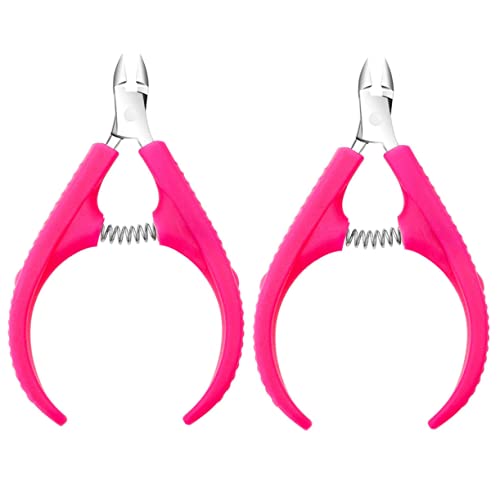 OHPHCALL 2pcs Cuticle Nipper for Nails Professional Manicure Tool Stainless Steel Nail Groove Nipper Spring Cuticle Trimmer Easy to Use