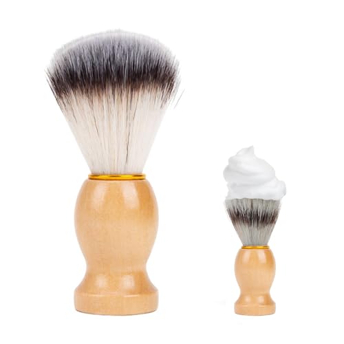 Rasierpinsel Herren mit Weichen Borsten, Professioneller Rasurpinsel, Rasierpinsel, Männer Rasierpinsel mit Holzgriff, Rasierpinsel Synthetisch, Barber Shop Professionelles Rasierwerkzeug, 11cm