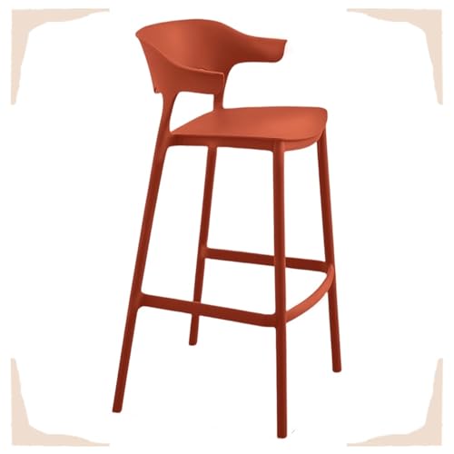 IMUNKT Sillas De Bar 75 65cm Taburete De Plástico Para Bar, Cocina Y Comedor, Taburete De Bar Apilable, Taburete Alto Moderno Con Reposapiés(Orange,75cm/30in)