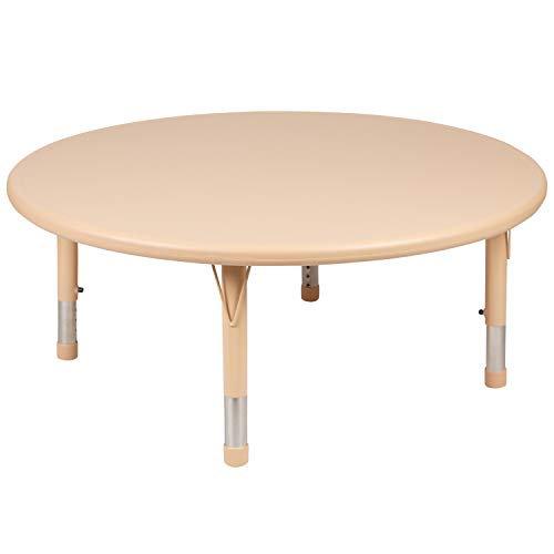 Flash Furniture 45" Round Natural Plastic Height Adjustable Activity Table