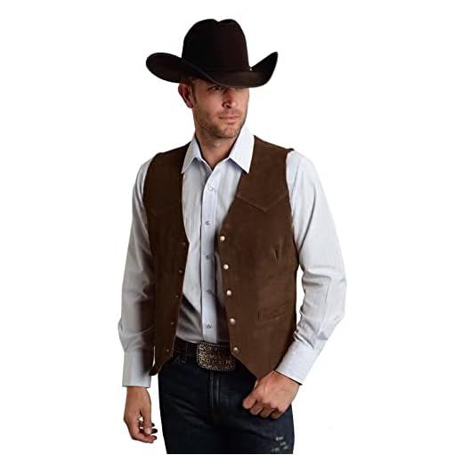 JYDress Men's Suede Leather Vest Vintage Cowboy Style Sleeveless Jacket Slim Fit Wedding Waistcoats