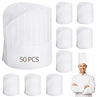 CACAZI 50 Stück Einweg-Kochmützen, verstellbare Kochmützen mit atmungsaktiven Löchern, Kochmütze aus Vliesstoff, Unisex-Kochmütze für die Küche im Restaurant zu Hause, Hausarbeit, Catering, Party