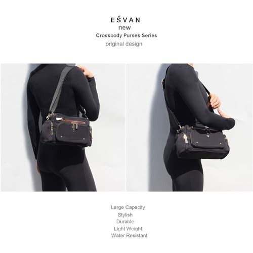 Women Fashion Tote Crossbody Handbags for Women Multi Pockets Shoulder Bag Nylon Travel Purse