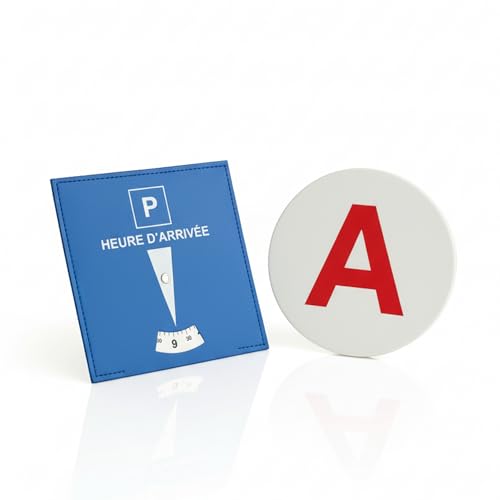 Générique Kit Jeune Conducteur – Autocollant “A” Magnétique + Disque de Stationnement Officiel – Accessoires Auto Obligatoires en France