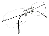 Circleperson Rimless Titanium Eyeglass frames Men Hingeless Light weight 55-18-140 (Lens width 55 mm, Gray)