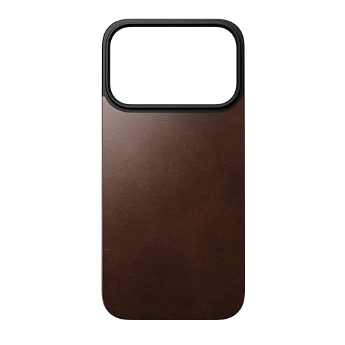 NOMAD MagSafe Coque arrière en cuir magnétique pour iPhone 17 Pro | Coque arrière en cuir véritable de qualité supérieure | Compatible MagSafe | Horween marron rustique