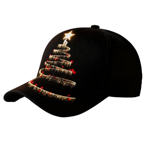 Sombrero de béisbol | Parasol estampado de árbol de Navidad | Sombrero de bola transpirable con protección solar | para adolescentes y adultos, cumpleaños, vacaciones, Año Nuevo, correr, deportes