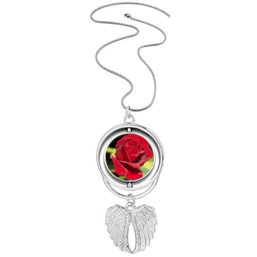 Collier ailes d'ange et roses rouges foncées, idée cadeau d'anniversaire romantique