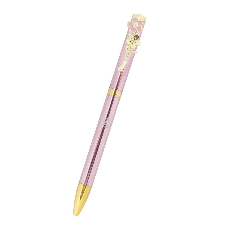 Flower Clip Design Womens Pen with Gift Box (Pink) Cute for nice Gift. Black ink. Pink people who like fancy pens.