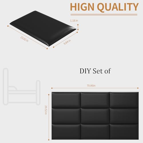 Image of Headboards Wall Panel for Queen and King, Self-Adhesive 3D Wall Panels, Upholstered Wall Panel for Bedroom /Living Room (9 Pieces 9.84 in x 23.6 in)