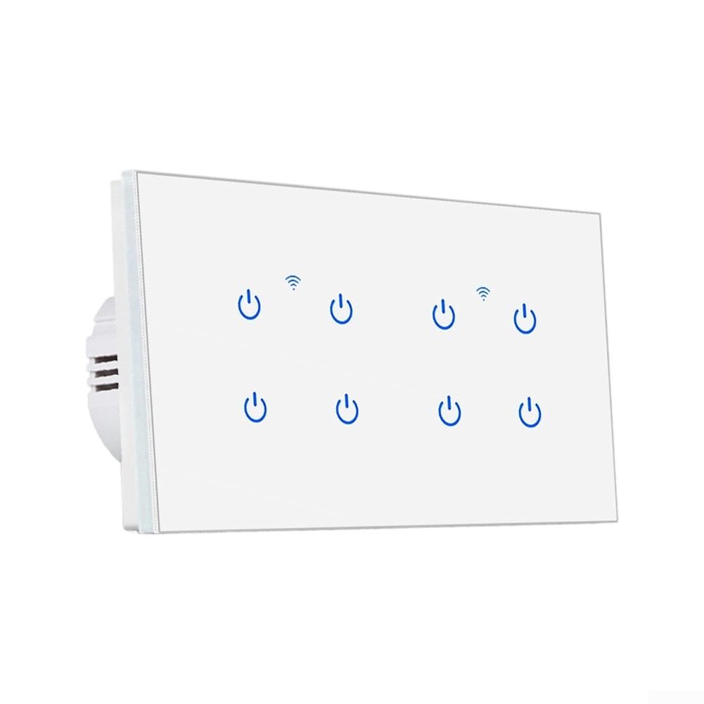 Interruptor inteligente WiFi de 8 bandas blanco con control remoto por voz 7
