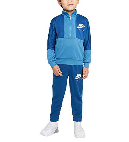 Nike Air Little Boys Half-Zip Tricot Jacket & Pants Tracksuit 2 Piece Set (B(86I161-B8M)/W, 2T)