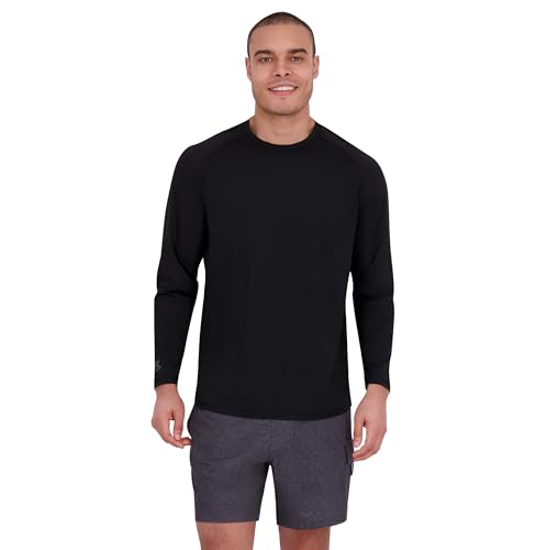 Spyder Men's Waffle Knit Long Sleeve Rashguard – UPF+, Quick-Dry, Swim Shirt, Surfing, Hiking, Workouts