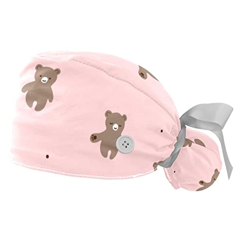 Chapeaux de travail ours (lot de 2) - Casquettes bouffantes unisexes