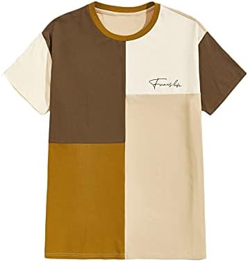 SOLY HUX Men's Color Block Short Sleeve T Shirt Letter Print Casual Tee Top Multicoloured M
