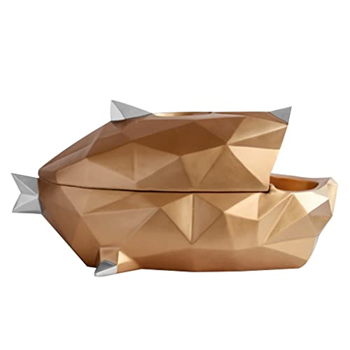 KITCISSL Dekoschale Multifunktions Tissue Box, Große Mundfische Statue Skulptur Schmuckaufbewahrung Taschenleerer Uhren Schmuck Tablett for Eingangstabelle, Couchtisch Dekor (Color : Gold A) Cover