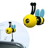 Gasedin Bee Car Antenna Toppers, Automotive Roof Lovely Face Bumble Bee Antenna Balls Stickers Decor, EVA Funny Cute Honey Bee Antenna Hat for Vehicles, Universal Car Accessories (Blue, Unblink)
