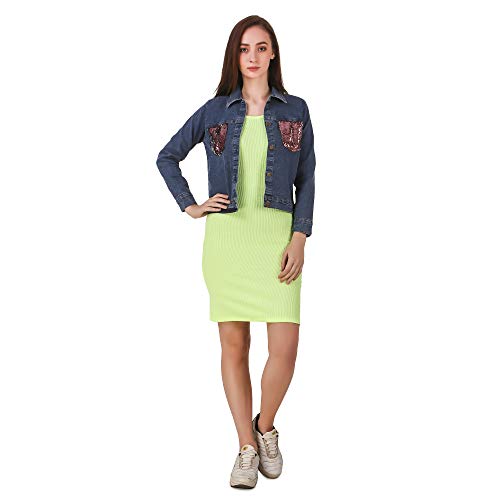 Mini Dress with Sequin Denim Jacket 