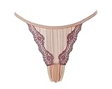 Unterwäsche Freya Damen String Slip Streifen Spitze (XS, Mauve)