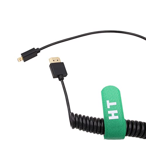 Image of HangTon 4K 60Hz 8K Micro HDMI HDMI 2.1 Coiled Cable for Sony A6400 A7R A7s Canon R5 R6 R7 GH4 S5 Z50 Camera ATOMOS Ninja V Portkeys Monitor Type A D