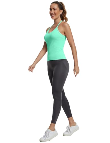 Image of MathCat Seamless Workout Tank Tops with Built in Bra,Racerback Athletic Tank Tops Ribbed Soft Yoga Shirts XS-XL