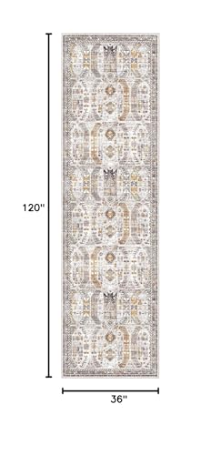 Madane Hallway Rug 3x10, Kitchen Rugs Washable Entryway Rug Vintage Kitchen Runners Non Slip Indoor Area Rug Farmhouse Carpet Runner for Bathroom Living Room Bedroom, Brown/Gold