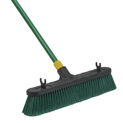 Quickie Bulldozer 18-Inch Multi-Surface Push Broom, Green, Heavy-Duty with Swivel Hang-Up Feature, Perfect for Indoor and Outdoor Cleaning, Sweeping Sidewalks & Warehouses