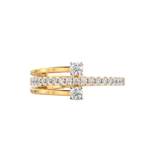 Bague en argent sterling 925 et moissanite ronde avec placage or résistant modèle LKJR_0246