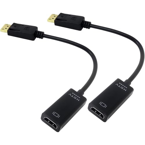 Zafina-UP 2 Pack DisplayPort to HDMI Adapter 4K Unidirectional DP to HDMI Converter for Laptop, PC, Monitor, TV, Projector