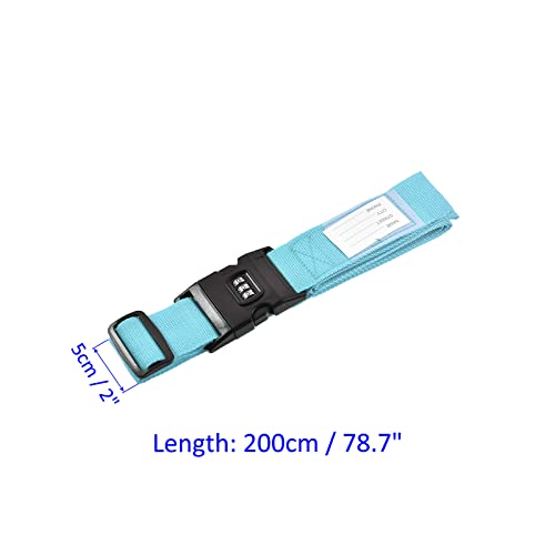 Image of M METERXITY 1 Pack Luggage Strap Suitcase Belt- Travel Combination Lock Adjustable PP Baggage Accessory with Buckle, Apply to Suitcase (79x2 Inch, Sky Blue)