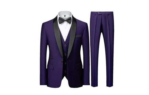 Men's Suit Groomsmen Regular Fit Tuxedo 3 Peice Set Jacket Vest & Pant