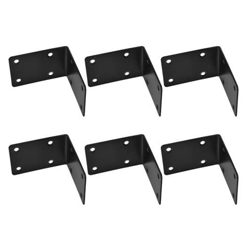 WATIIFUFU Soportes Metálicos de Esquina L de Acero Negro 70X70X2 MM Juego de 6 Escuadras Resistentes para Muebles y Jardineras Soporte Angular Reforzado para Estantes Interiores y