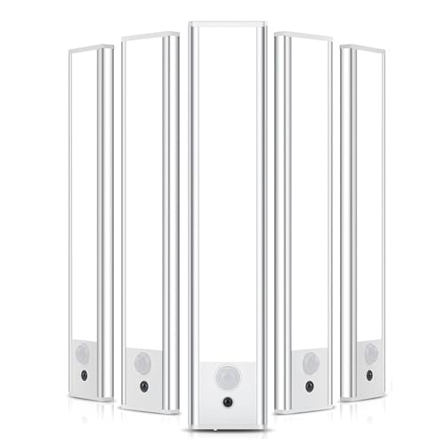 Image of Under Cabinet Lighting 5 Packs, 3 Color Temperature Rechargeable Motion Sensor Lights for Kitchen, Counter, Closet, Stairs