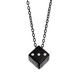 [silver KYASYA]ステンレス サイコロネックレス ゴールド ブラック 18K GP 金 gold メンズ シンプル 黒 金属アレルギー対応 男性 ペンダント(ブラック)