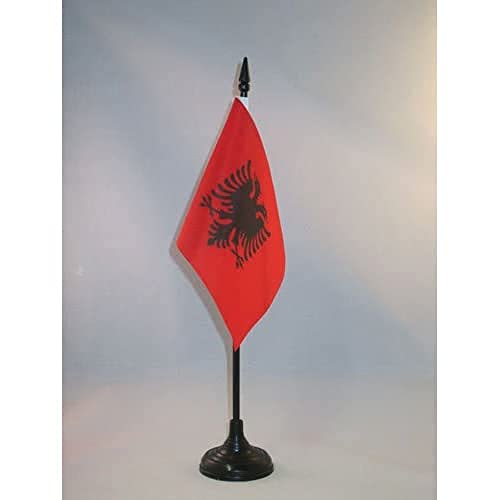 AZ FLAG - Tischflagge Albanien - 15x10 cm - Albanische Tischfahne 10 x 15 Cm - Flaggen