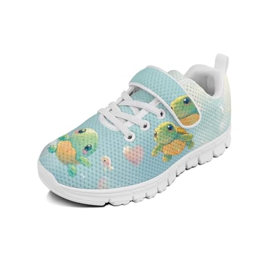 Kids Shoes Running Shoes Girls Boys Primary School Students Sports Shoes Spring and Autumn Casual Shoes White Sole Cartoon Turtle Pattern