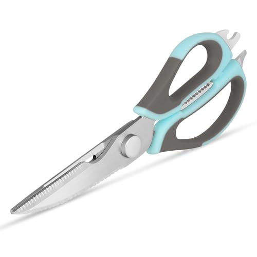 Tijeras de cocina, multifuncionales, adecuadas para aves de corral, peces, hierbas, flores, tijeras de hoja afilada, desmontables, fáciles de limpiar, pelador, abridor de botellas, abrelatas, abridor