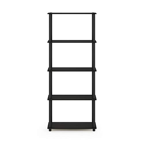Image of Furinno TURN-N-TUBE Storage Shelves, 5-Tier Book Shelf, Corner Shelf, Toolless Open Shelves, for Organization and Storage, Living Room, Garage, Home Office, Espresso