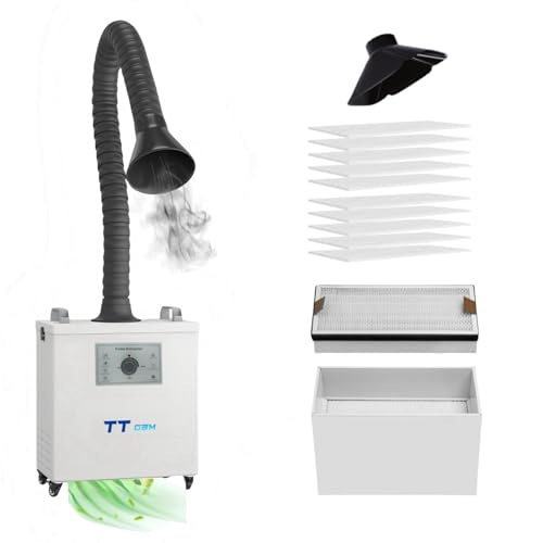 TT-1003 200W Moveable Powerful Fumes Extractor,310m³/h Strong Suction for Soldering Smoke, DTF, 3D Printing & Laser Engraving D1,S1,M1 Nail Salon 99.97% HEPA High Efficiency Filter