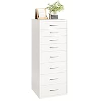 IRONCK White Chest of Drawers Bedroom with 8 Drawers, Tall Storage Cabinet with Handles, Narrow Dresser Cabinet Bedroom Furniture, Wooden Cupboard for Living Room Hallway 40x41x105cm