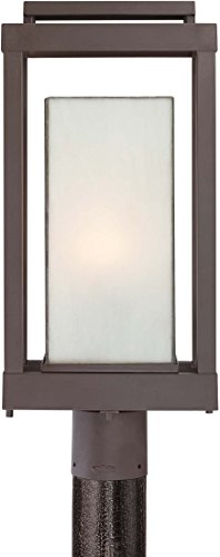 Quoizel PWL9009WT Powell Rectangular White Art Glass Outdoor Post Lantern, 1-Light 150 Watt, 21