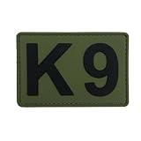 uuKen PVC K9 Patch Green Dog Patch 3x2 inches with Hook Fastener Back for Dog Collar Vest Harness Clothes Bags Backpacks