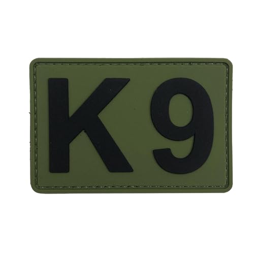 uuKen PVC K9 Patch Green Dog Patch 3x2 inches with Hook Fastener Back for Dog Collar Vest Harness Clothes Bags Backpacks